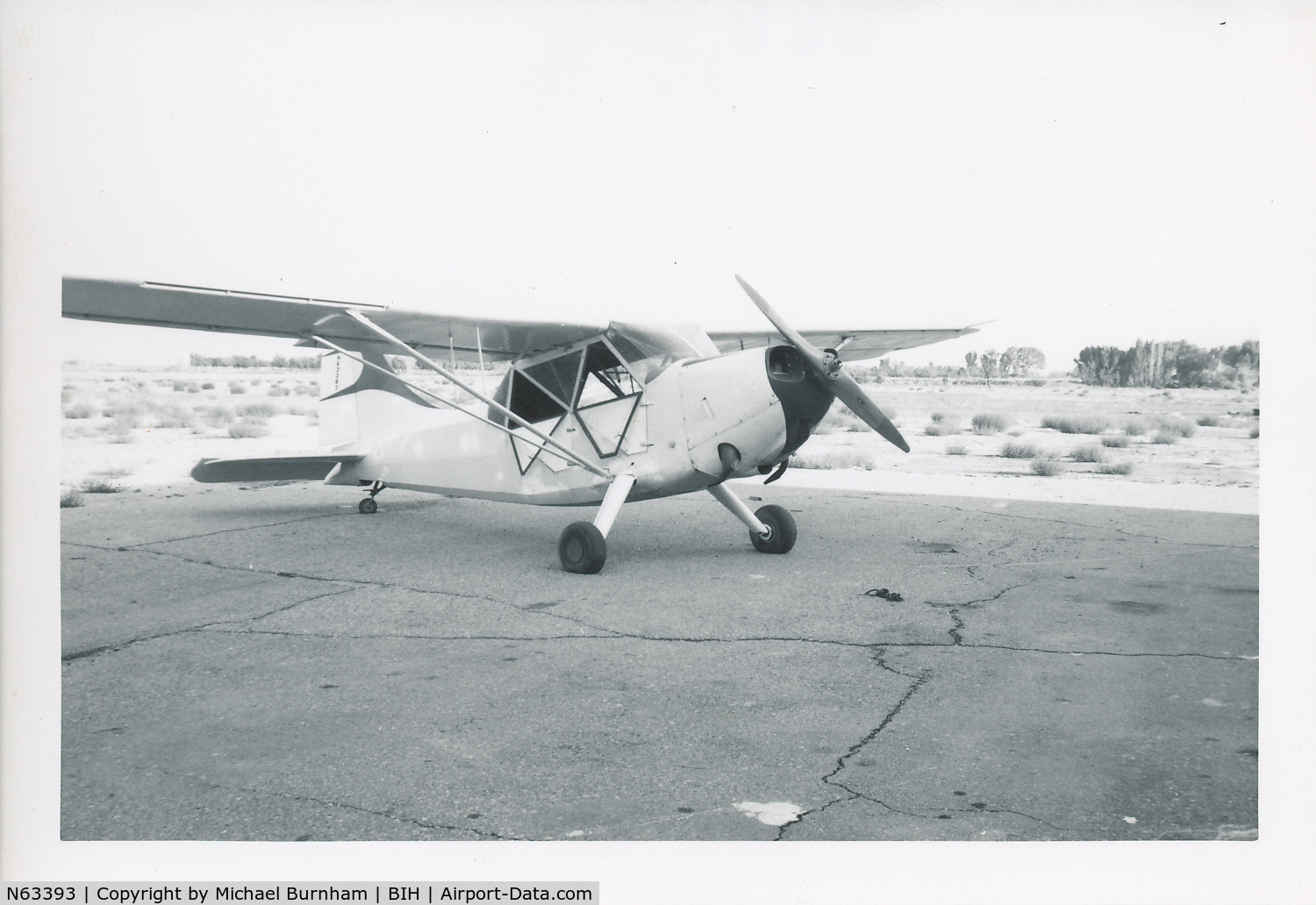 N63393, 1943 Stinson L-5 Sentinel C/N 1909, Photograph of N63393 in 1961 at Bishop, CA airport, 6 more photos avialble
