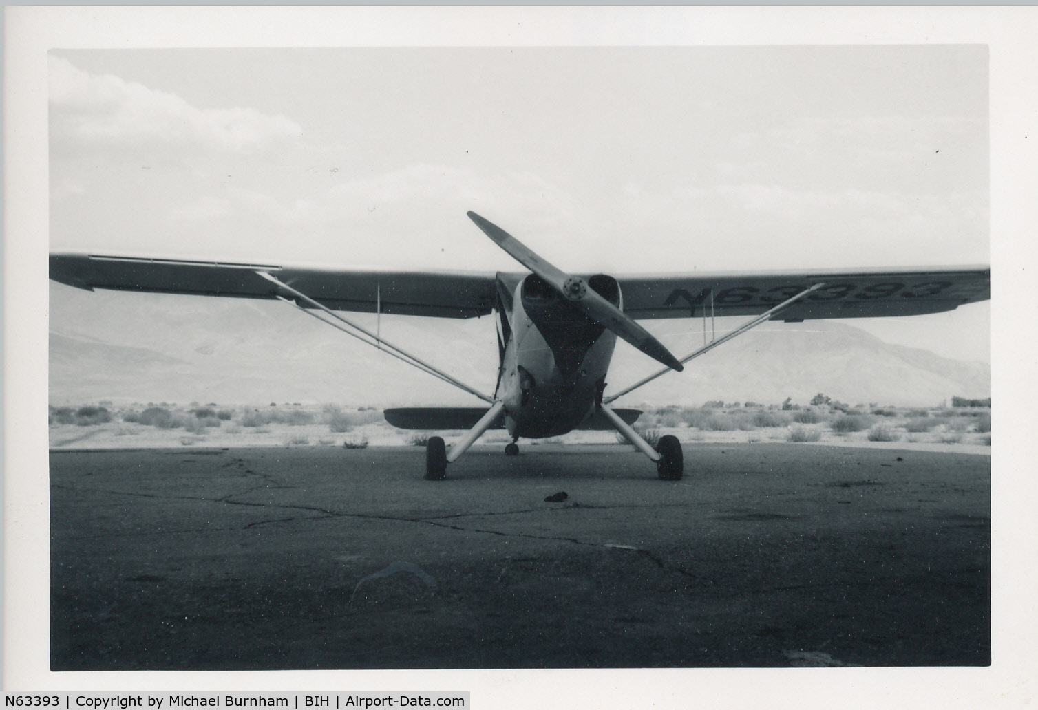 N63393, 1943 Stinson L-5 Sentinel C/N 1909, Photo of N63393 in 1959-60 at Bishop CA Airport