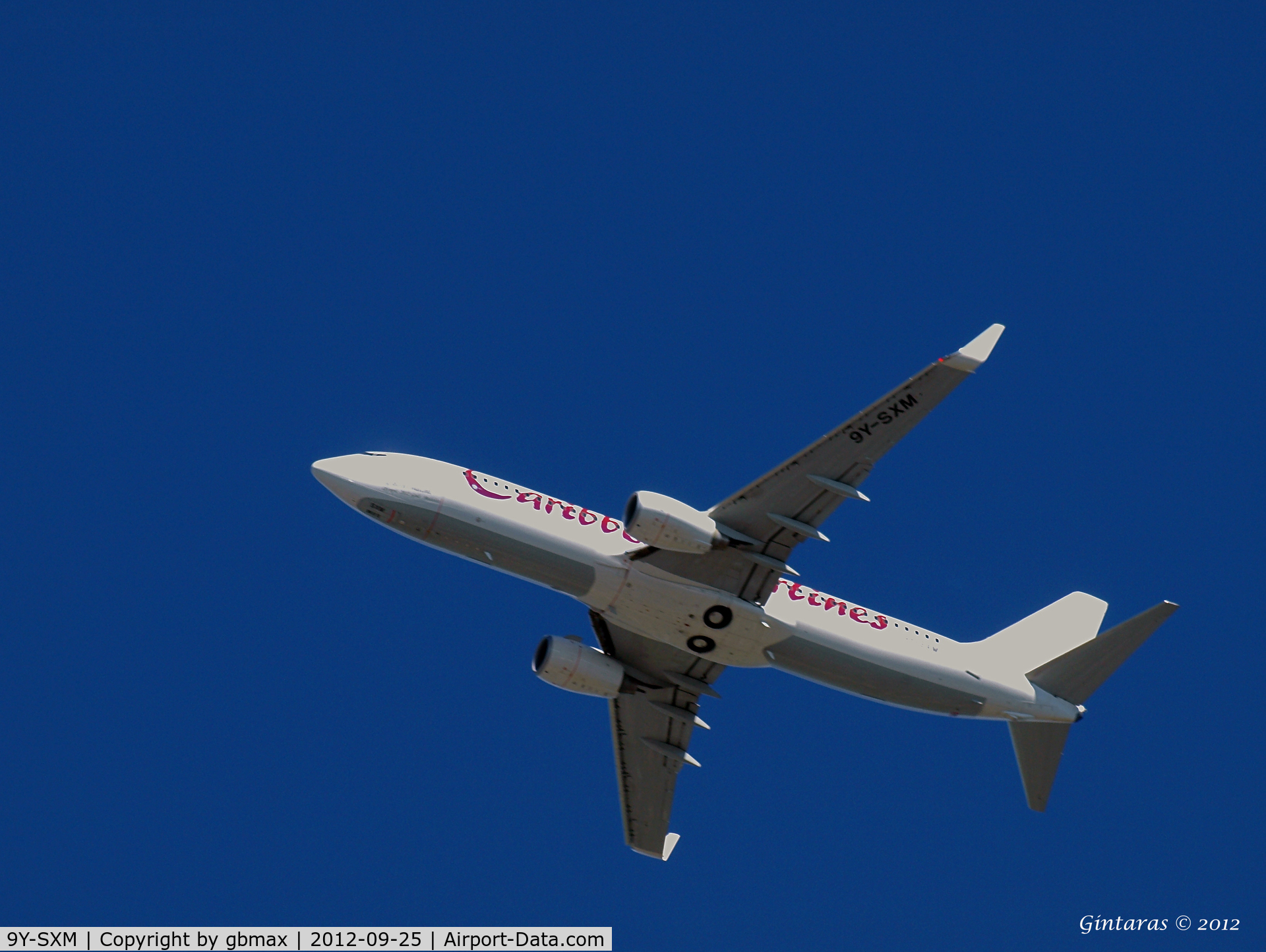 9Y-SXM, 2011 Boeing 737-8HO C/N 37935, On approach to JFK, over Mineola, NY