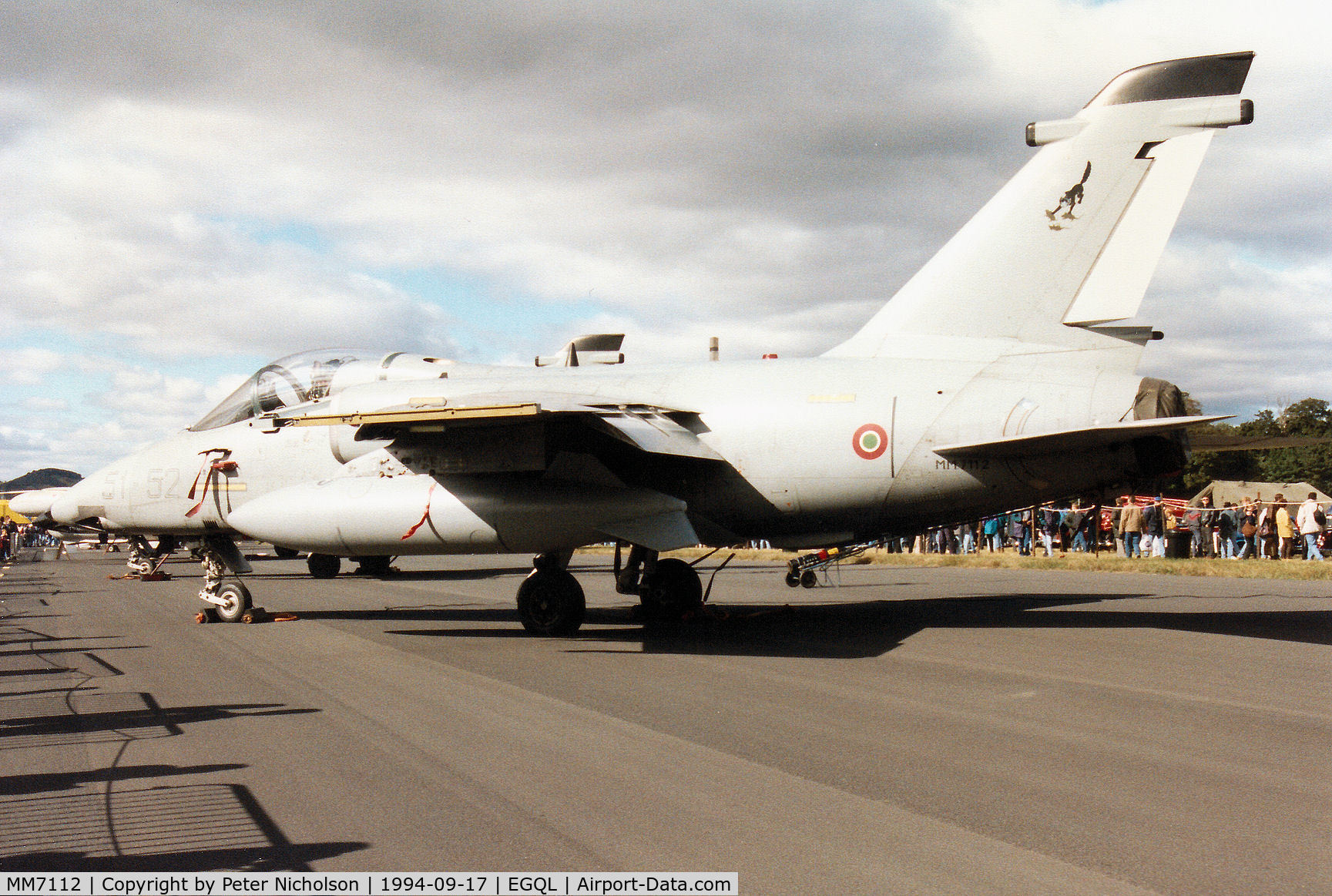 MM7112, 1990 AMX International AMX C/N IX024, Italian Air Force AMX of 51 Stormo on display at the 1994 RAF Leuchars Airshow.