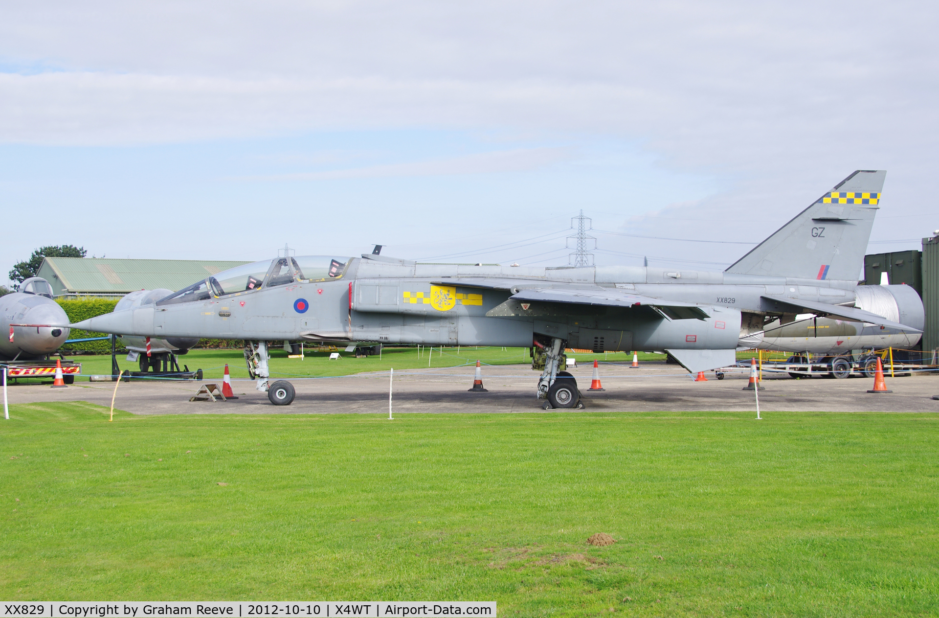 XX829, 1974 Sepecat Jaguar T.2A C/N B.17, Preserved at the Newark Air Museum.