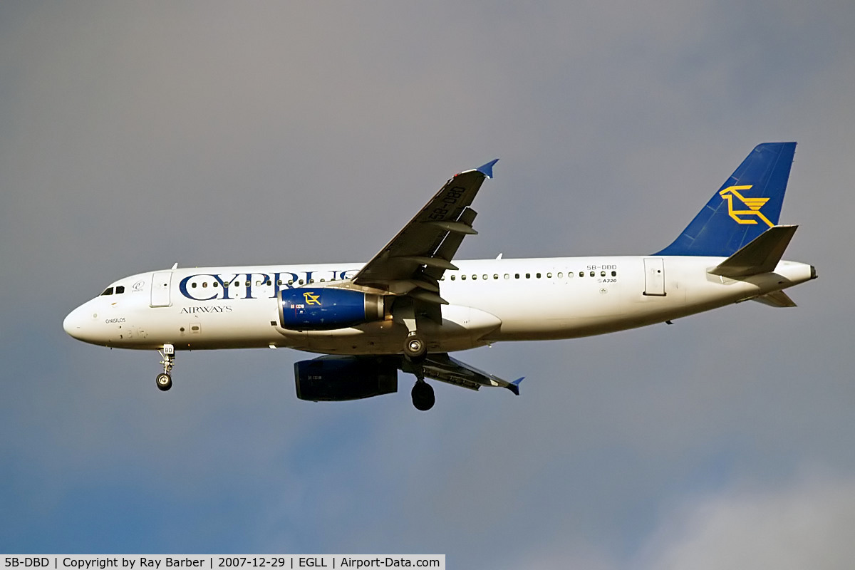 5B-DBD, 1992 Airbus A320-231 C/N 316, Airbus A320-231 [0316] (Cyprus Airways) Home~G  29/12/2007