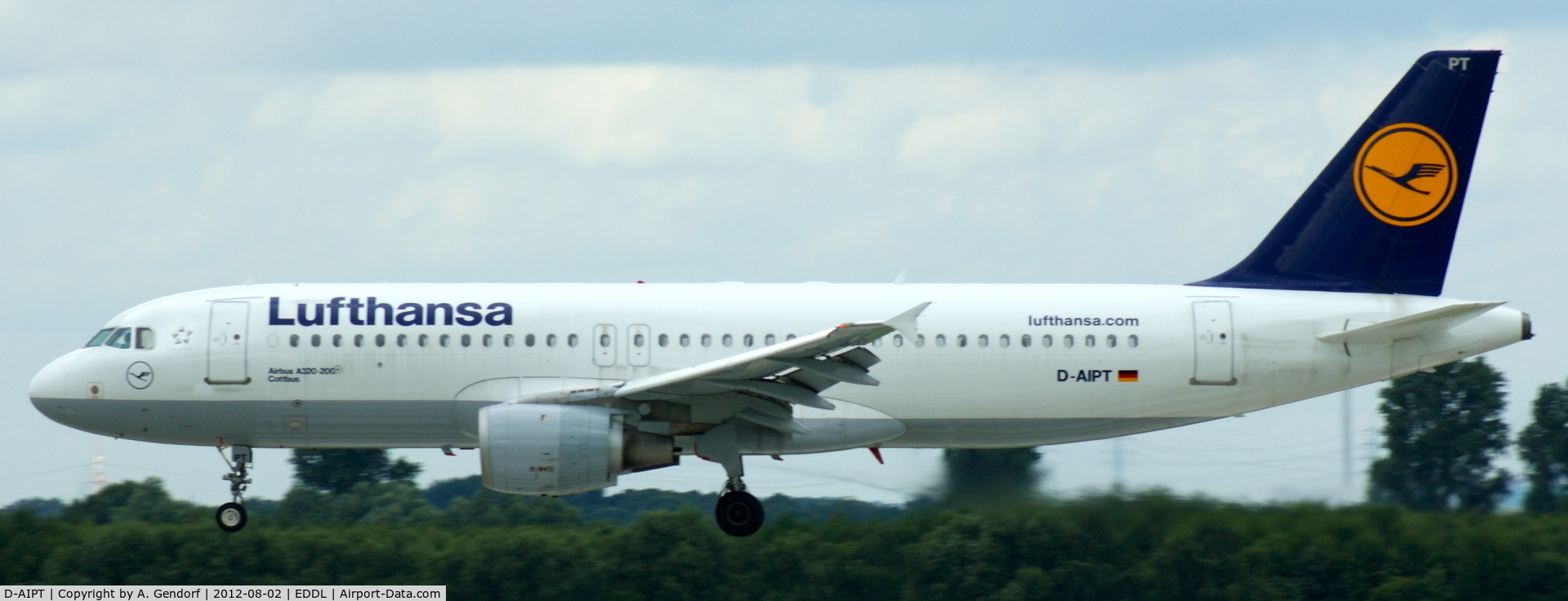 D-AIPT, 1990 Airbus A320-211 C/N 117, Lufthansa, is landing at Düsseldorf Int´l (EDDL)