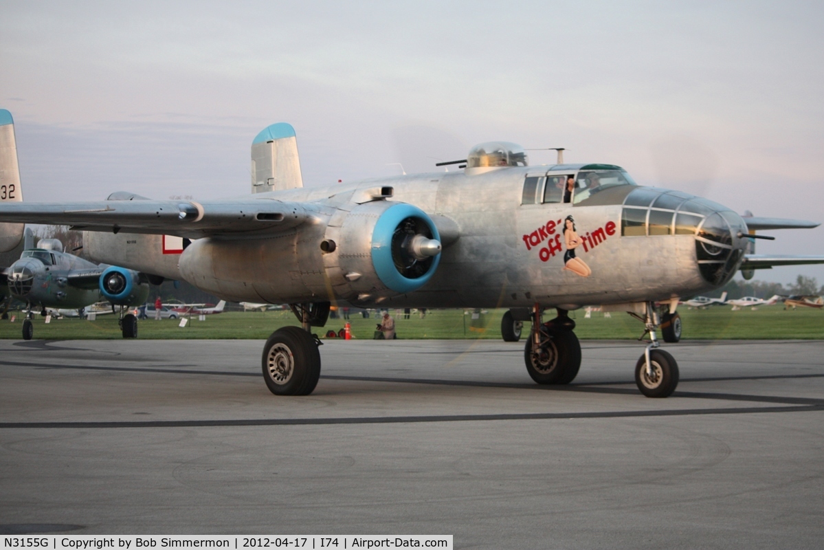 N3155G, North American TB-25N Mitchell C/N 108-34107, Departing for the Dayton B-25 Gathering and Doolittle Reunion.