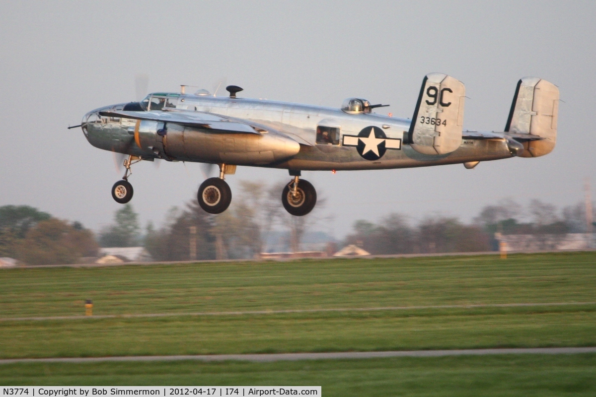 N3774, 1943 North American B-25D Mitchell C/N 100-23960, Departing Urbana for Dayton during the B-25 Gathering and Doolittle Reunion.