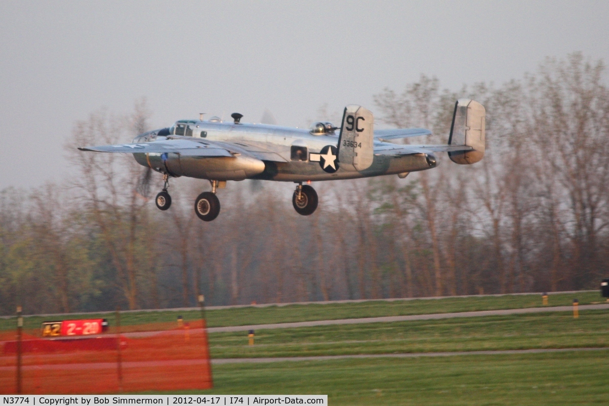 N3774, 1943 North American B-25D Mitchell C/N 100-23960, Departing Urbana for Dayton during the B-25 Gathering and Doolittle Reunion.