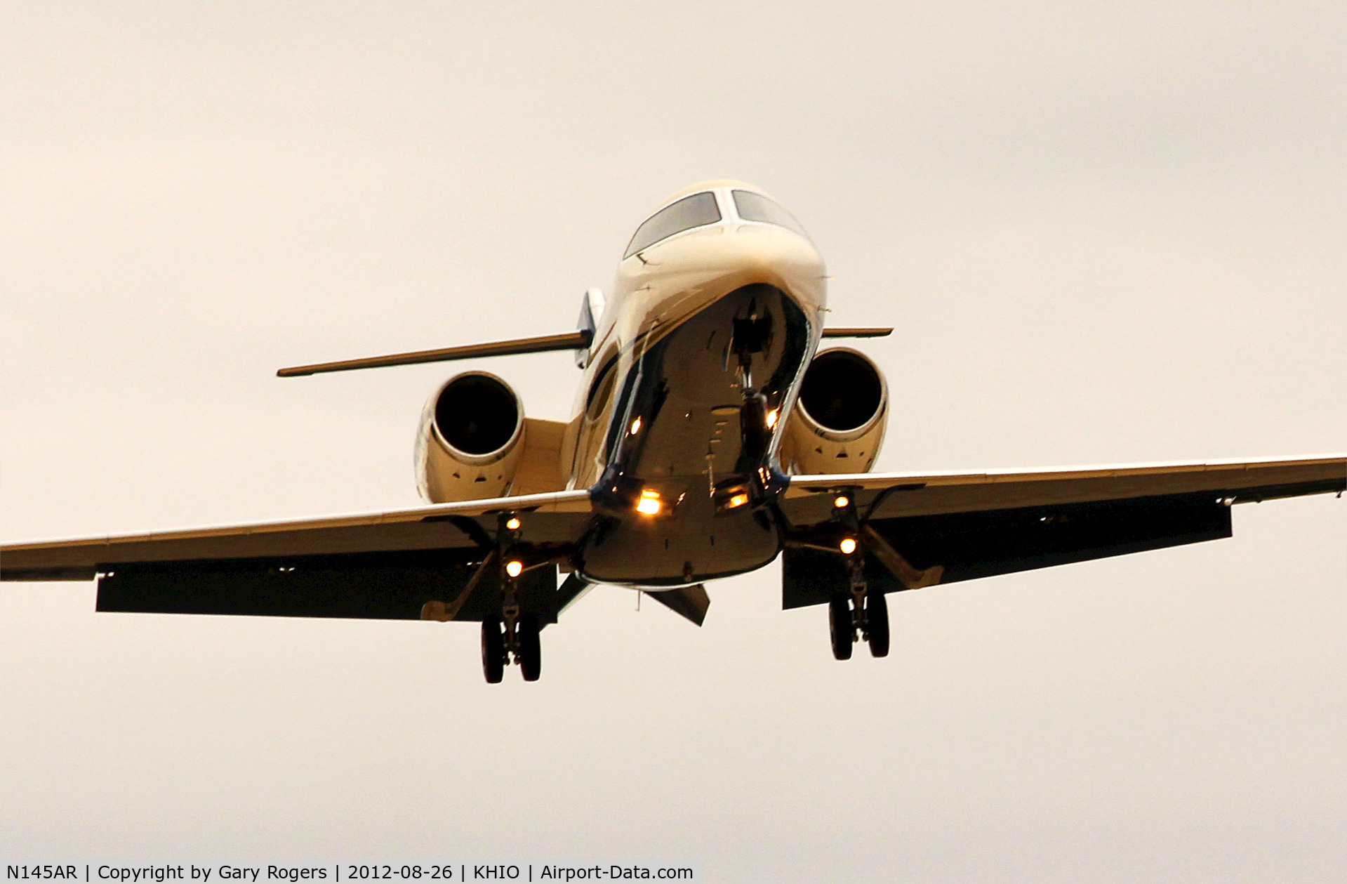 N145AR, 2002 Learjet 45 C/N 203, 2002 LEARJET 45.  Landing Rwy 31 KHIO. 8-26-12