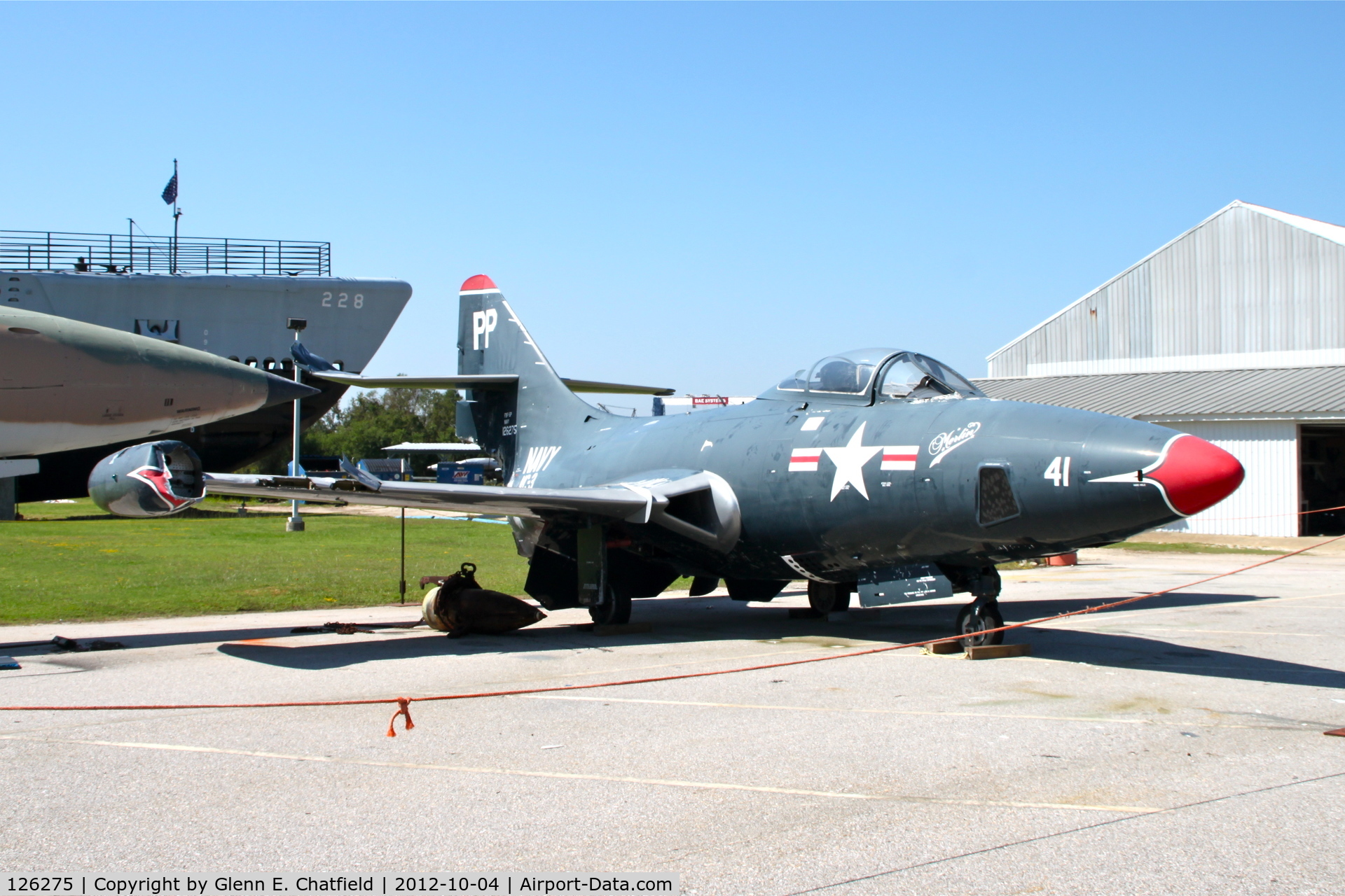 126275, 1950 Grumman F9F-5P Panther C/N Not found 126275, Battleship Alabama Memorial - Hurricane Katrina Damage