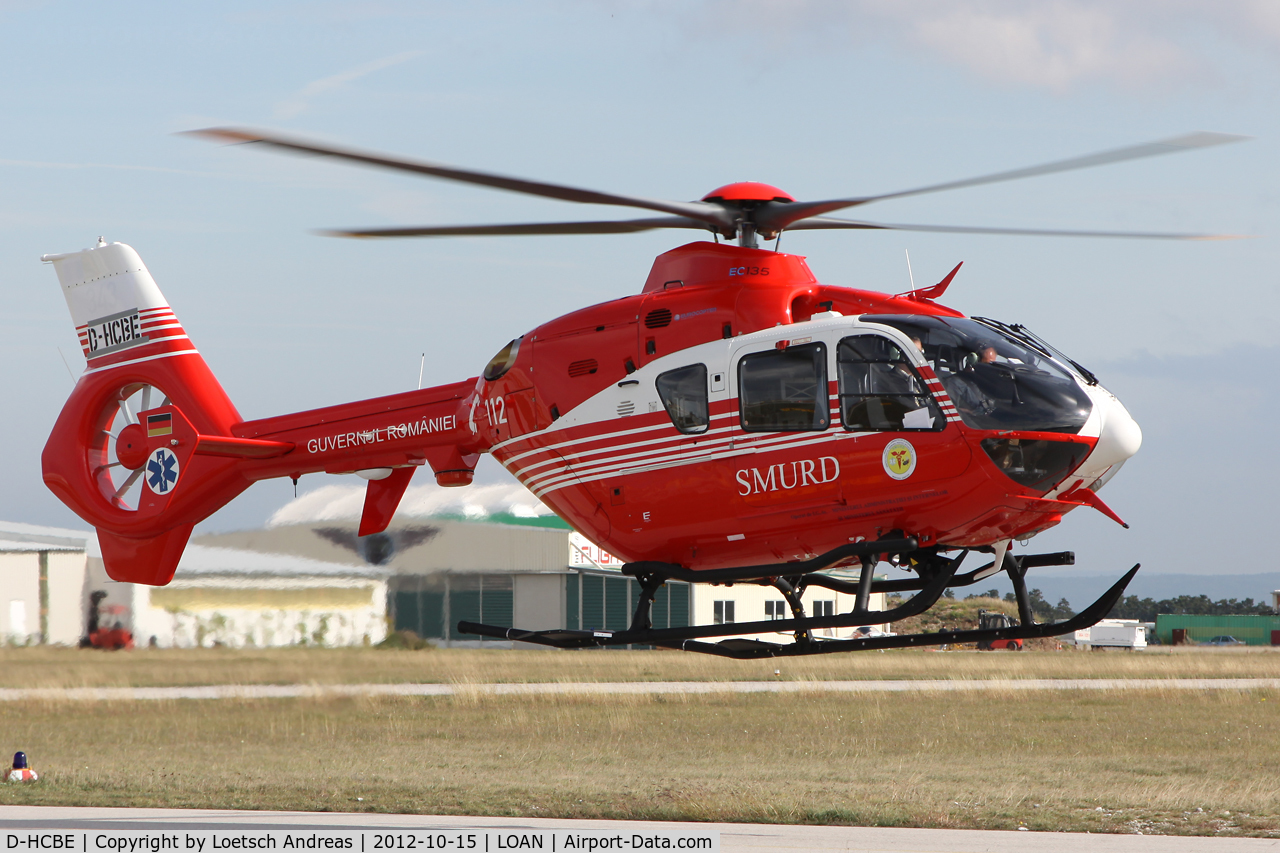 D-HCBE, 2012 Eurocopter EC-135T-2+ C/N 1075, Delivery flight to Romania - next registration will be 