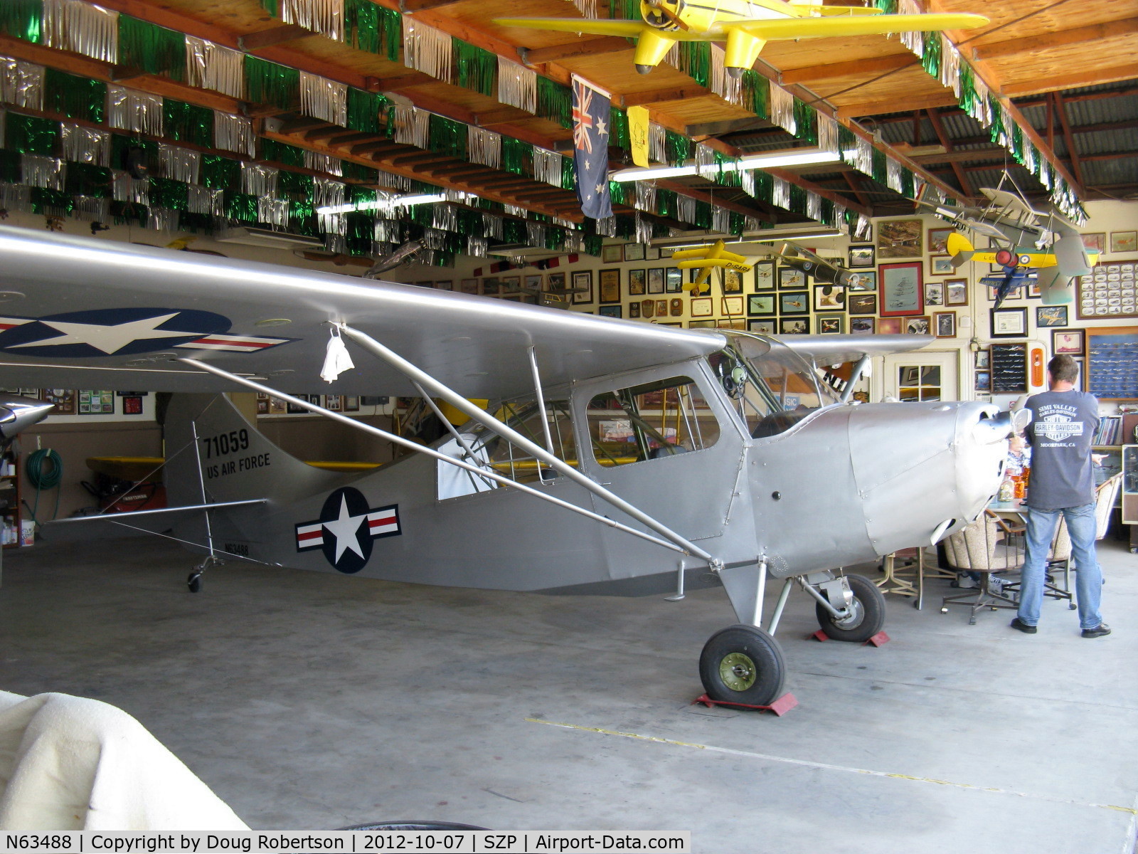 N63488, 1947 Aeronca 7BCM C/N 7BCM-276, 1947 Aeronca 7BCM as L-16B, Continental C85 85 Hp, in the Quinn Aviation Museum of Santa Paula hangar