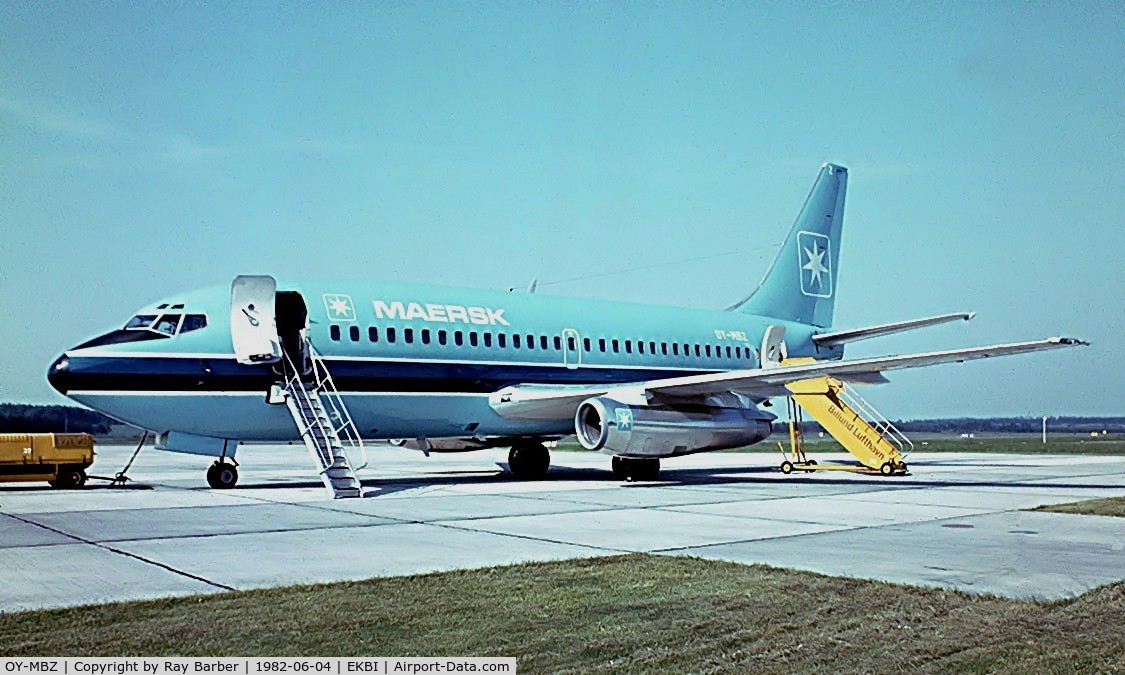 OY-MBZ, 1981 Boeing 737-2L9 C/N 22733, Boeing 737-2L9 [22733] (Maersk Air) Billand~OY 04/06/1982