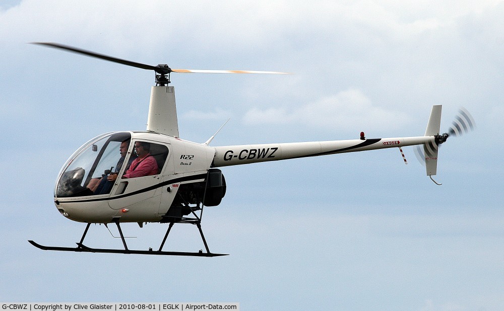 G-CBWZ, 2000 Robinson R22 Beta C/N 3101, Ex: N141DC > G-CBWZ - Originally owned to, Plane Talking Ltd in October 2002 and currently with, Sundial Aviation Ltd since May 2012.