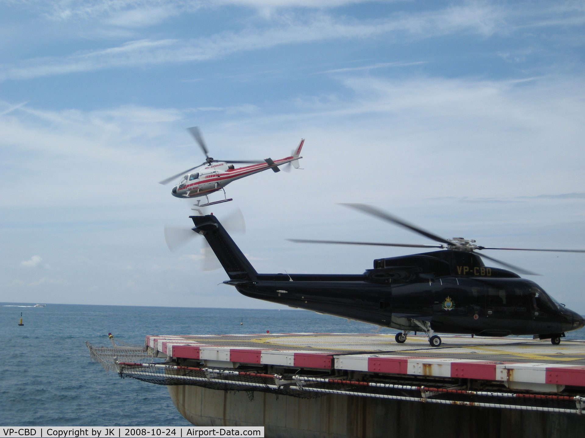 VP-CBD, Sikorsky S-76C C/N 760514, As seen at heliport Monaco, wearing the coat of arms of San Marino.