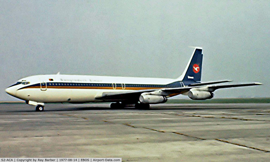 S2-ACA, 1967 Boeing 707-351C C/N 19434, Boeing 707-351C [19434] (Biman Bangladesh) Oostende~OO 14/08/1977. Image taken from a slide.
