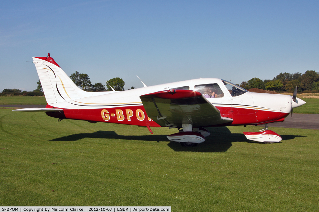 G-BPOM, 1984 Piper PA-28-161 Cherokee Warrior II C/N 28-8416118, Piper PA-28-161. Hibernation Fly-In, The Real Aeroplane Club, Breighton Airfield, October 2012.