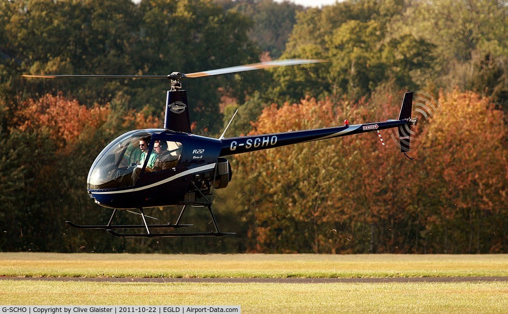 G-SCHO, 2005 Robinson R22 Beta II C/N 3833, Originally in private hands July 2005 and currently with, Blades Aviation (UK) LLP since July 2007.