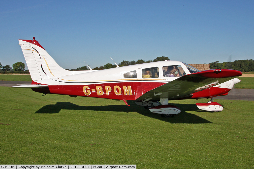 G-BPOM, 1984 Piper PA-28-161 Cherokee Warrior II C/N 28-8416118, Piper PA-28-161. Hibernation Fly-In, The Real Aeroplane Club, Breighton Airfield, October 2012.