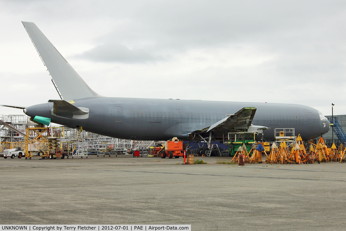 UNKNOWN, Miscellaneous Various C/N unknown, This aircraft was built for the abortive USAF KC-767 tanker lease program and is now in open storage on the South apron at Everett.
