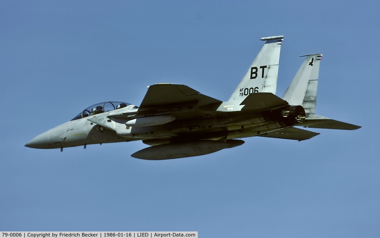 79-0006, 1979 McDonnell Douglas F-15D Eagle C/N 0570/D017, departure from Decimomannu AB