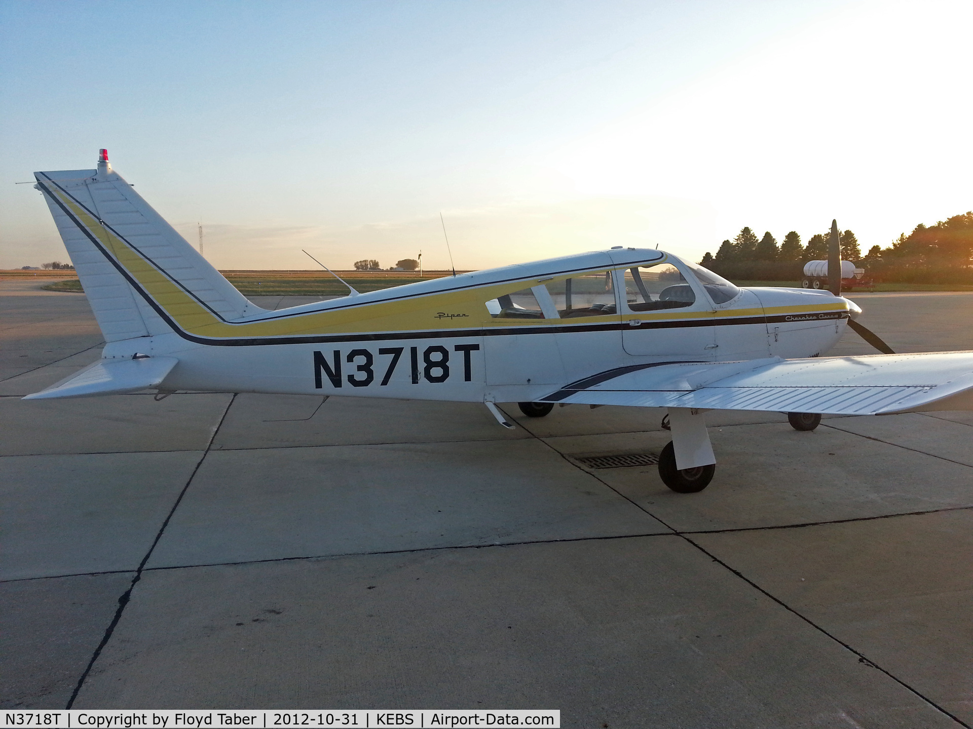 N3718T, 1967 Piper PA-28R-180 Cherokee Arrow C/N 28R-30023, In front of the fuel pumps unattended.... thanks for the delay