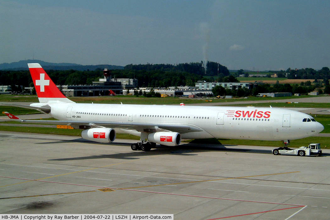 HB-JMA, 2003 Airbus A340-313 C/N 538, Airbus A340-313X [538] (Swiss International Air Lines) Zurich~HB 22/07/2004