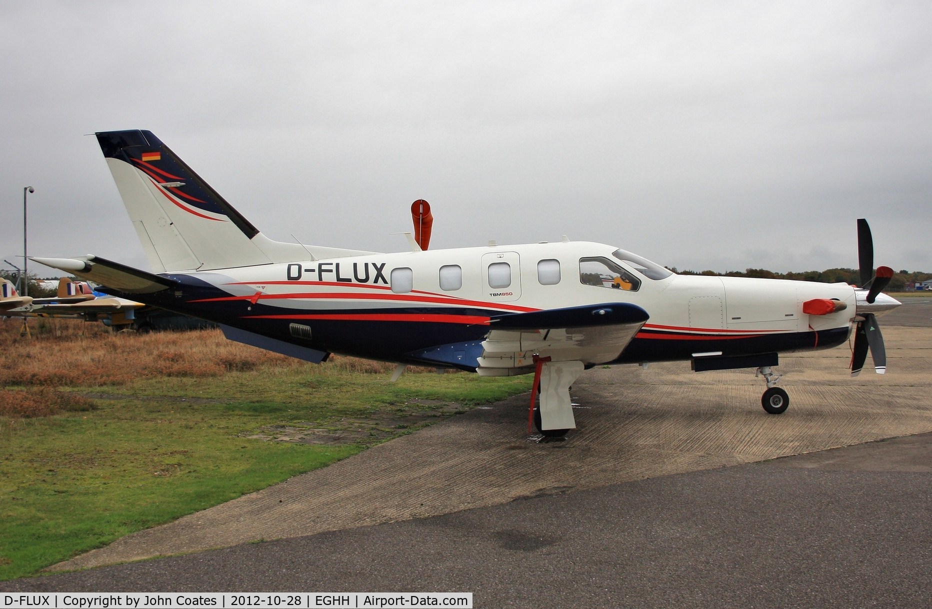 D-FLUX, Socata TBM-850 C/N 569, ex D-FRAS visits Bournemouth