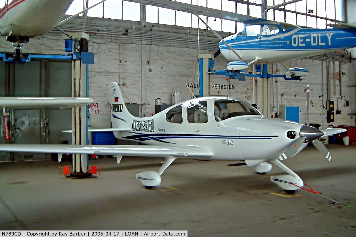 N789CD, 2001 Cirrus SR20 C/N 1153, Cirrus Design SR-20 [1153]  Weiner-Neustadt Ost~OE 17/04/2005. This was used for ferry flight and the later German registration was badly taped on D-ESFA.