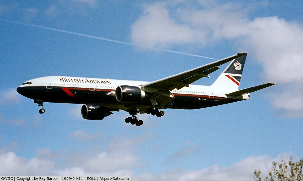 G-VIIC, 1997 Boeing 777-236 C/N 27485, Boeing 777-236ER [27485] (British Airways) Heathrow~G 11/04/1999. Old scheme.