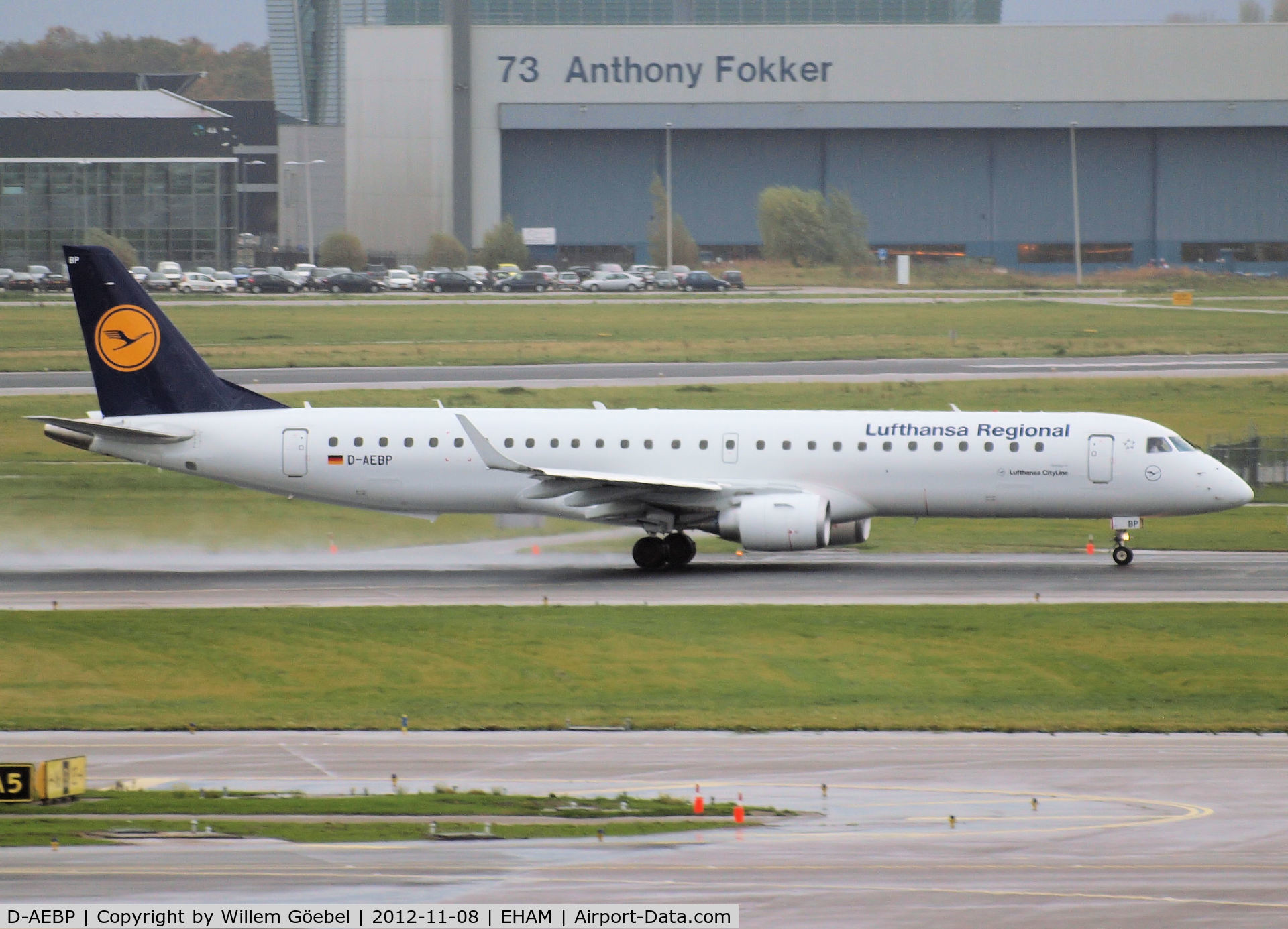 D-AEBP, 2012 Embraer 195LR (ERJ-190-200LR) C/N 19000553, Taxi to runway 24 for take off of Schiphol Airport