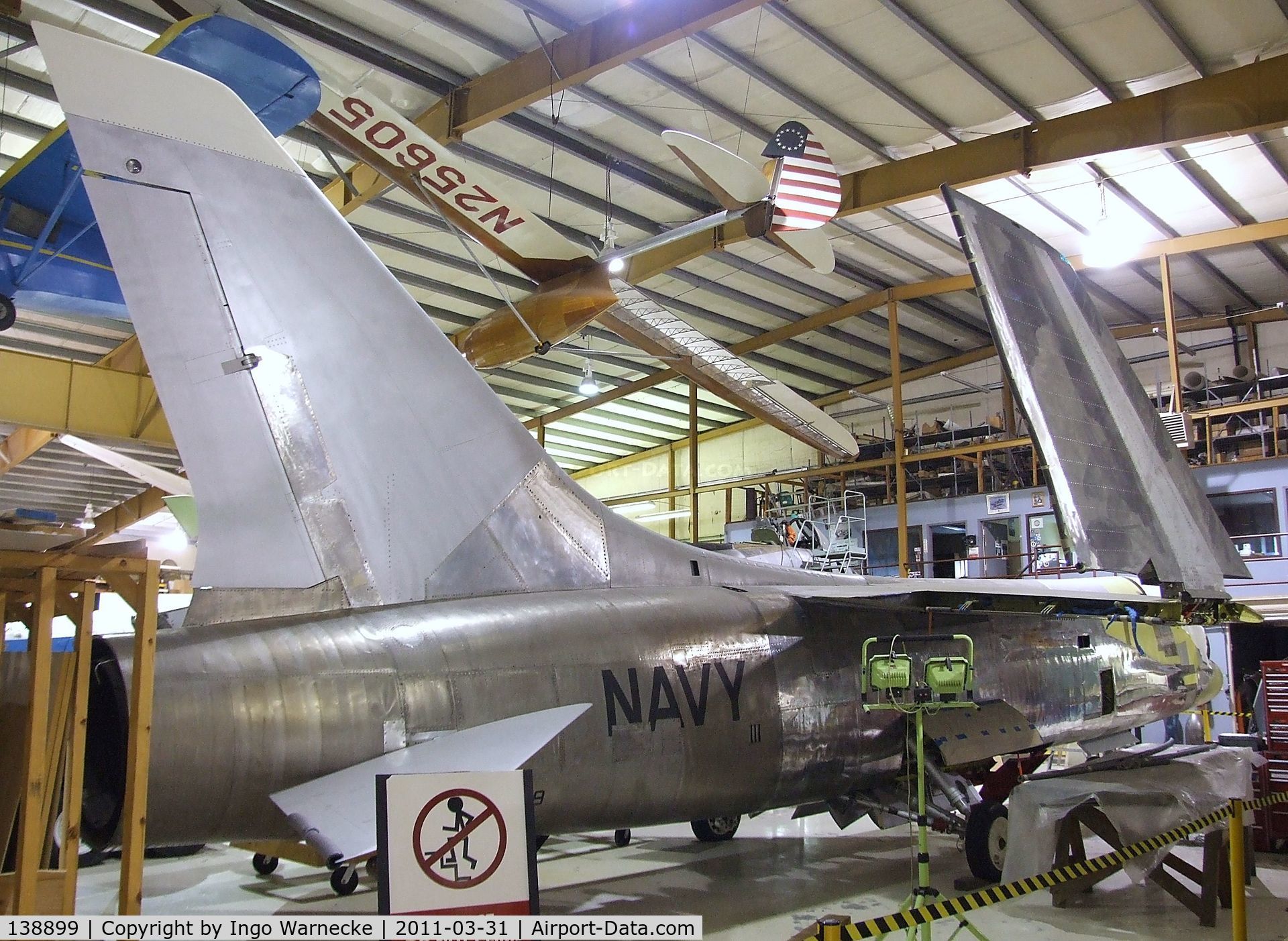 138899, 1955 Vought XF8U-1/XF-8A C/N Not found 138899, Vought XF8U-1 (XF-8A) Crusader prototype being restored at the Museum of Flight Restoration Center, Everett WA