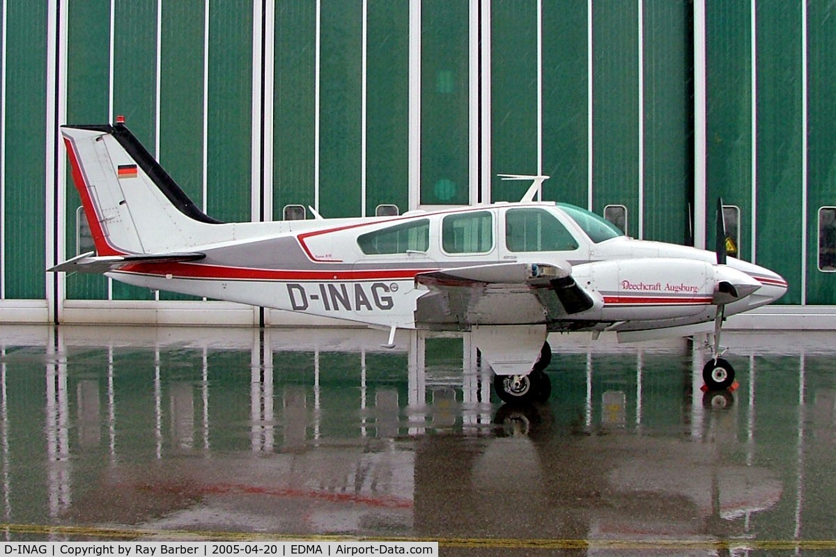 D-INAG, Beech 95-B55 Baron Baron C/N TC-1550, Beech 95-B55 Baron [TC-1550] Augsburg~D 20/04/2005. Taken during a rain storm.
