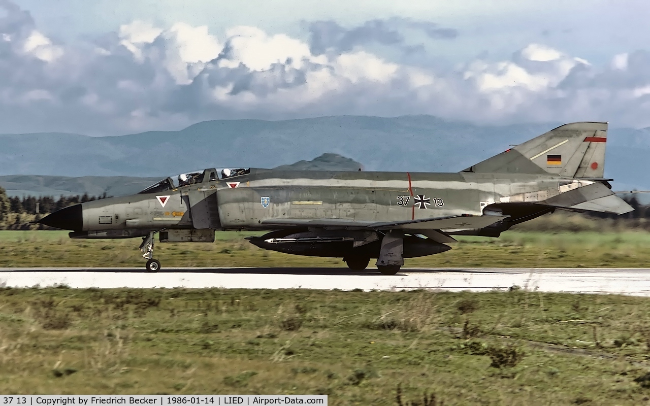 37 13, 1972 McDonnell Douglas F-4F Phantom II C/N 4379, decelerating after touchdown at Decimomannu AB