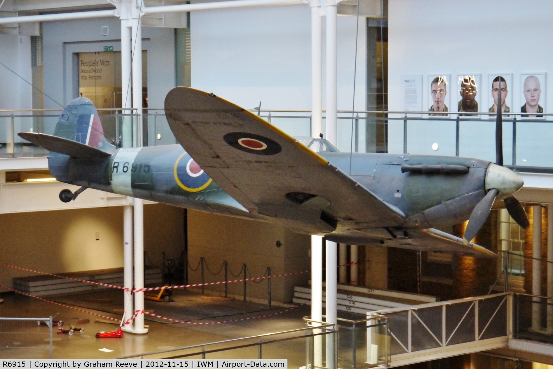 R6915, 1940 Supermarine 300 Spitfire Mk1A C/N 6S/80914, On display at the Imperial War Museum London.