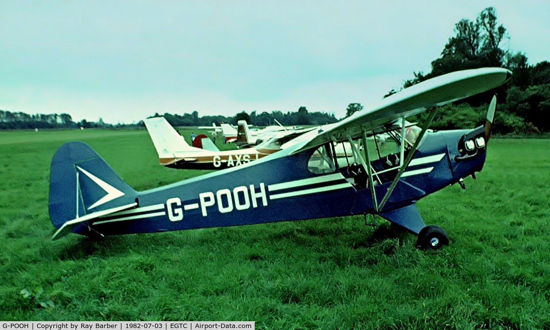 G-POOH, 1941 Piper J3C-65 Cub Cub C/N 6932, Piper J-3C-65 Cub [6932] Cranfield~G 03/07/1982. Image taken from a slide.