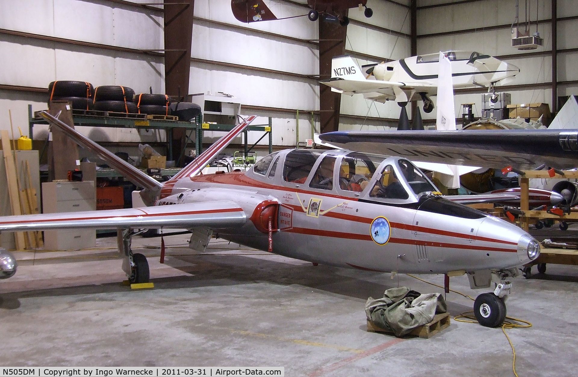 N505DM, 1962 Fouga (Valmet) CM-170R Magister C/N FM-36, Fouga CM.170R Magister at the Museum of Flight Restoration Center, Everett WA