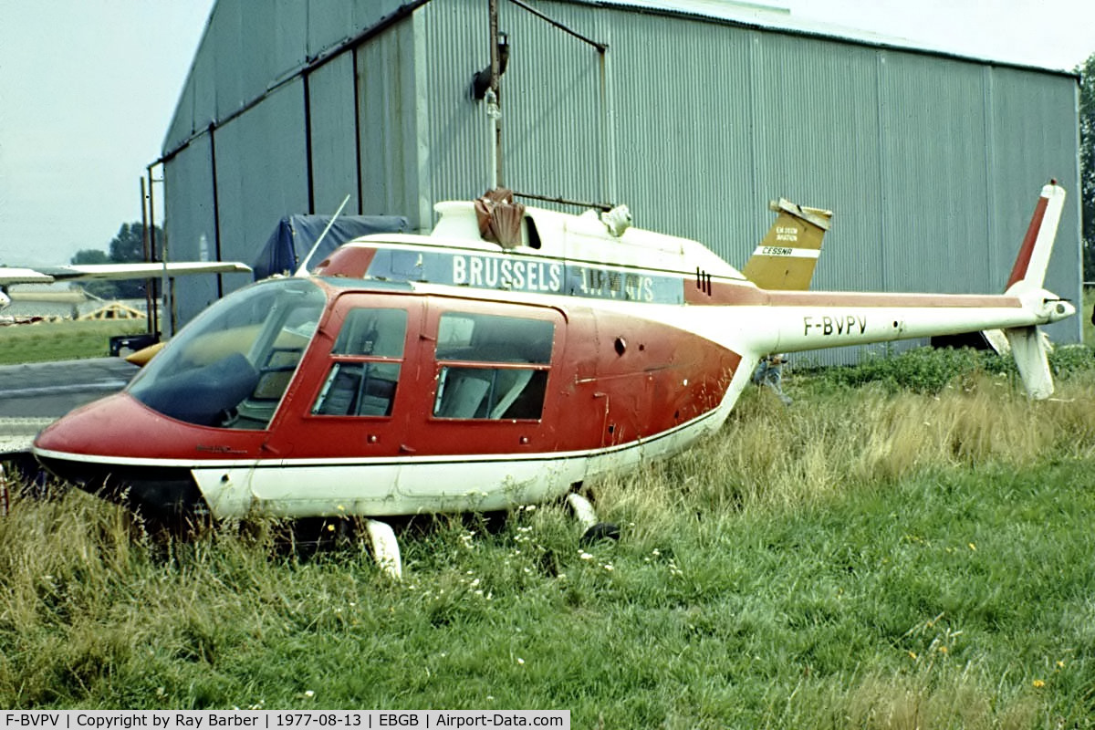 F-BVPV, Agusta AB-206A JetRanger C/N 8077, Agust-Bell AB.206A Jet Ranger [8077] Grimbergen~OO 13/08/1977. Image taken from a slide.