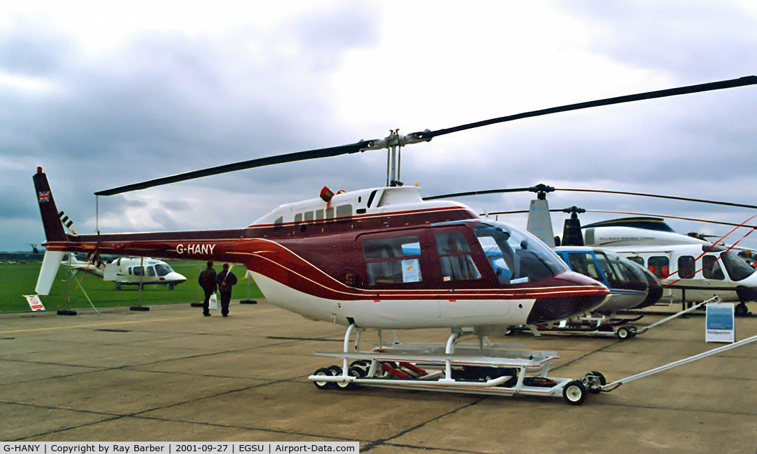 G-HANY, 1980 Agusta AB-206B JetRanger II C/N 8598, Agusta-Bell AB.206B-3 Jet Ranger III [8598] Duxford~G 27/09/2001