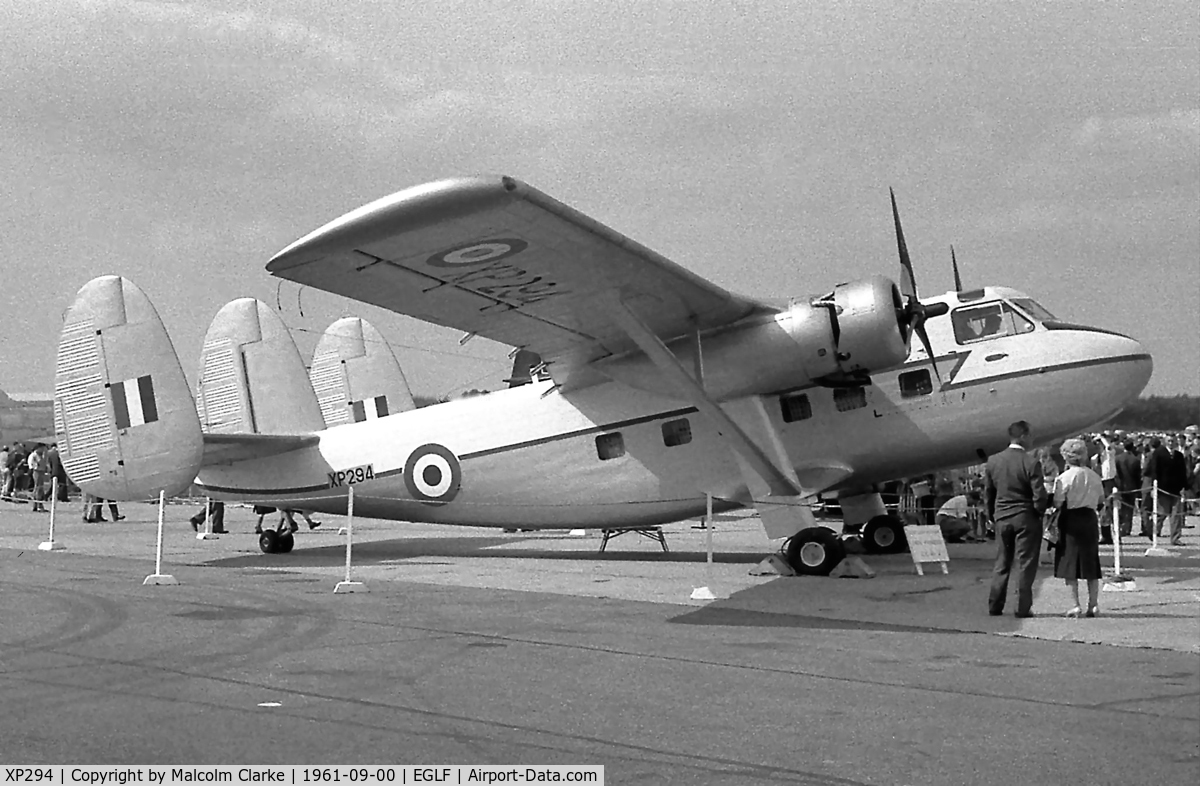 XP294, 1961 Scottish Aviation Twin Pioneer CC.2 C/N 572, Scottish Aviation Twin Pioneer CC2 at The Farnborough Air Show in 1961.