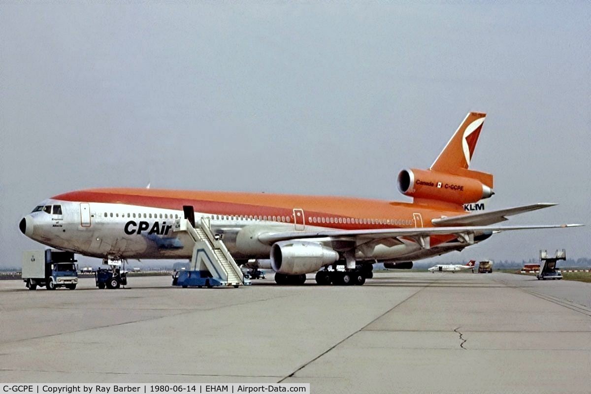 C-GCPE, 1979 Douglas DC-10-30ER C/N 46542, McDonnell Douglas DC-10-30 [46542] (CP Air) Schiphol~PH 14/06/1980. Image taken from a slide.