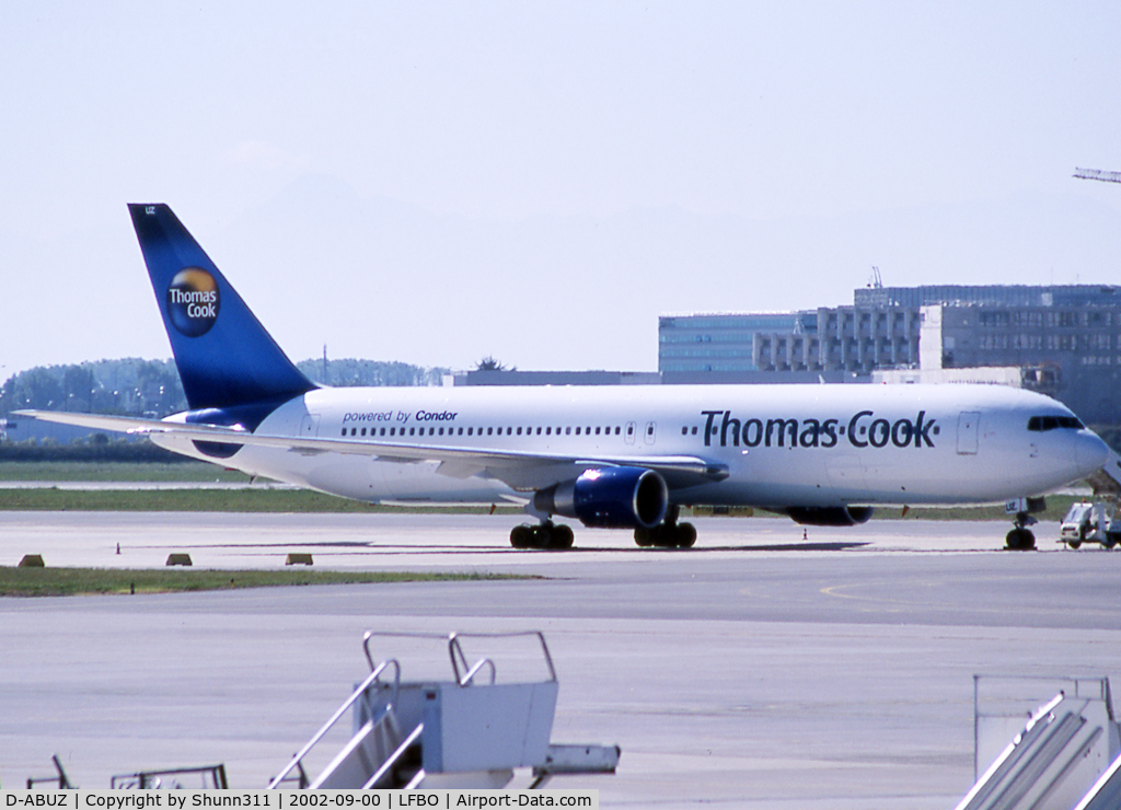 D-ABUZ, 1991 Boeing 767-330/ER C/N 25209, Parked at the new Cargo area with Thomas Cook titles...