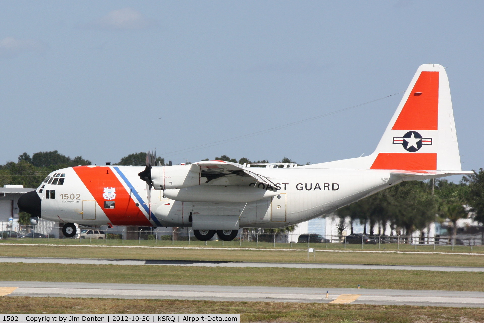 1502, 1973 Lockheed HC-130H Hercules C/N 382-4513, USCG Clearwater 1502 performs training flight manuevers at Sarasota-Bradenton International Airport