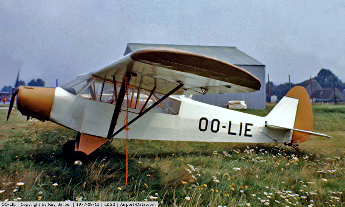 OO-LIE, 1952 Piper L-18C Super Cub (PA-18-95) C/N 18-1399, Piper PA-18-95 Super Cub [18-1399] Grimbergen~OO 13/08/1977. Image taken from a slide.