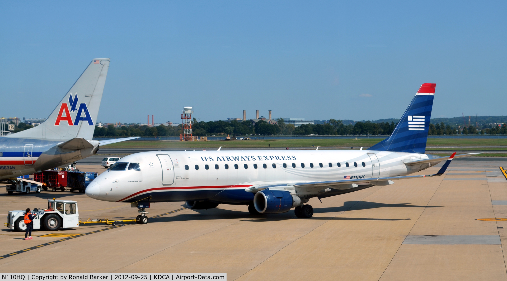 N110HQ, 2007 Embraer 175LR (ERJ-170-200LR) C/N 17000172, push back DCA VA