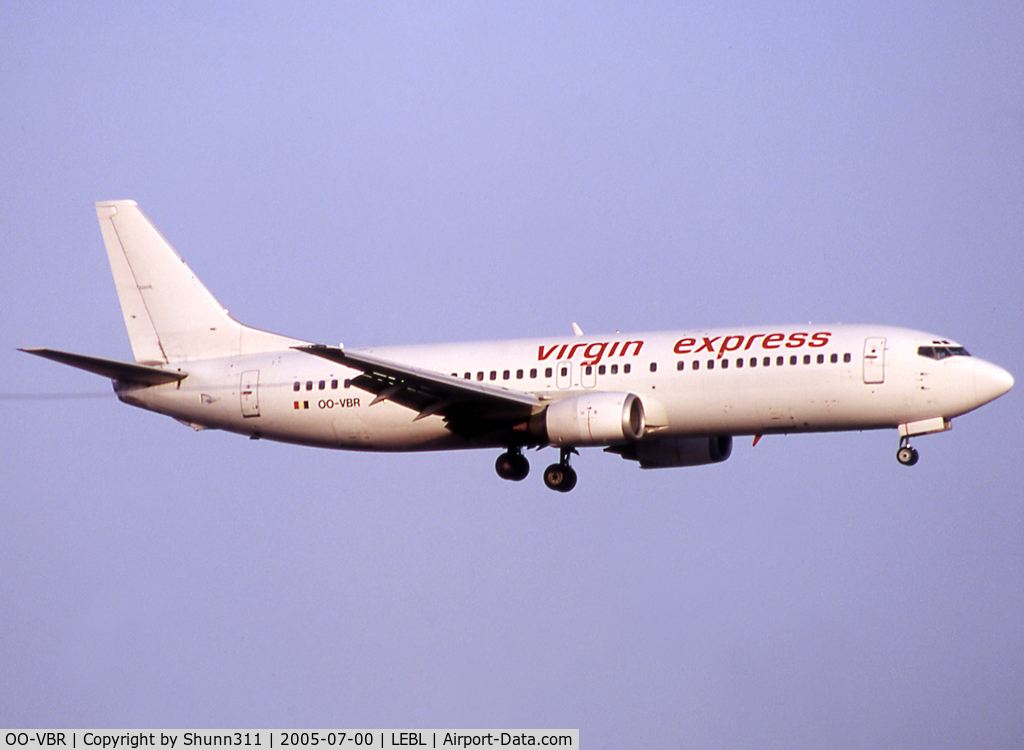 OO-VBR, 1989 Boeing 737-4Y0 C/N 24134, Landing rwy 25