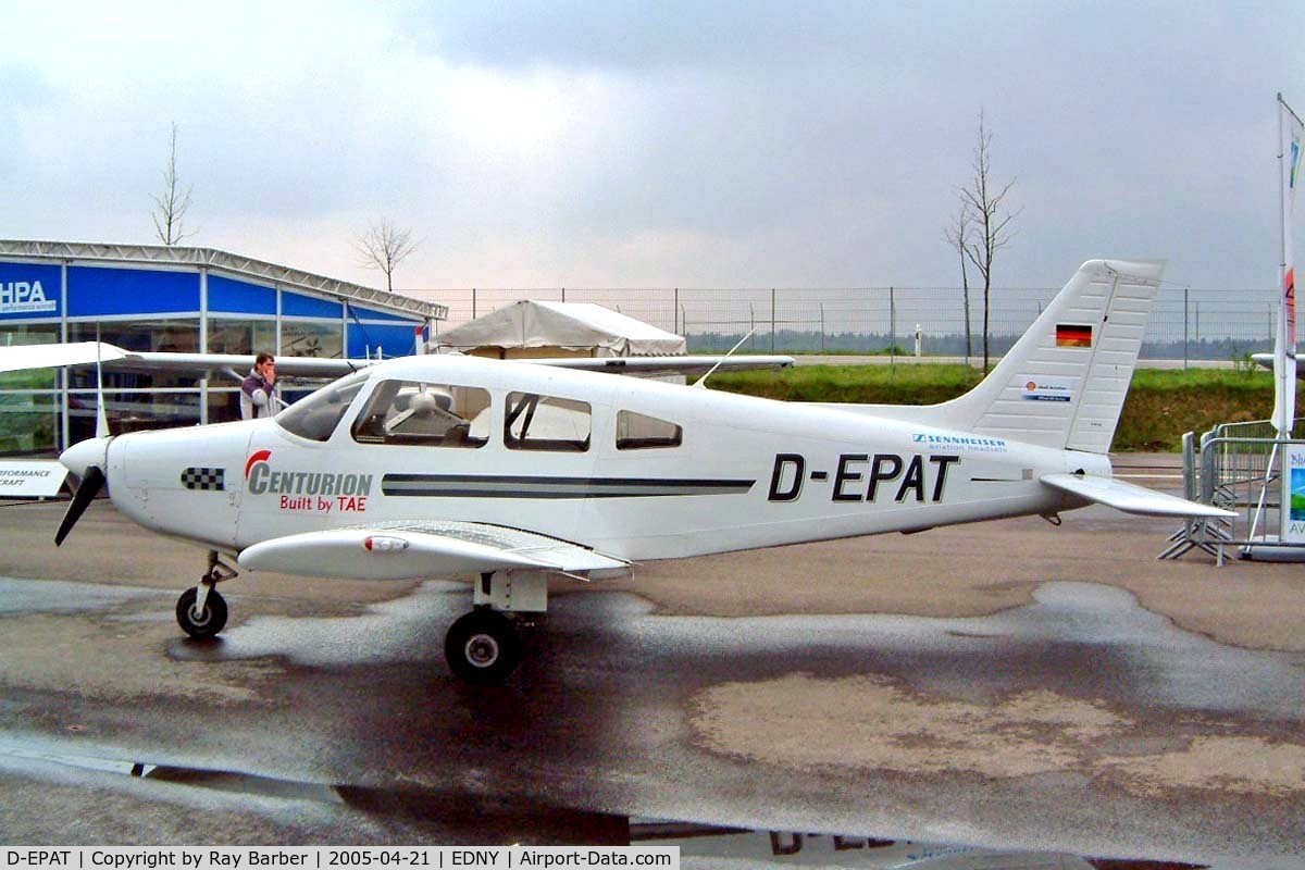 D-EPAT, Piper PA-28-161 Warrior ll C/N 28-42084, Piper PA-28-161 Warrior III [2842084] Friedrichshafen~D 21/04/2005. Fitted with a Thielert TAE 125-01 Centurion diesel engine in 2002.