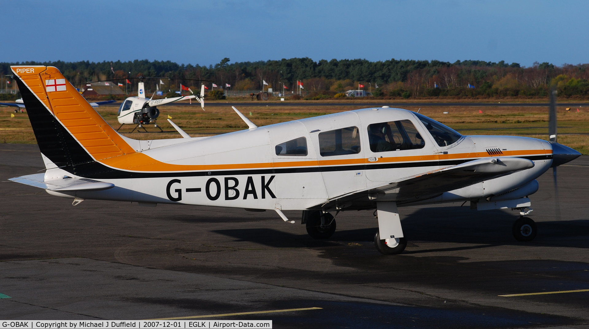 G-OBAK, 1977 Piper PA-28R-201T Cherokee Arrow III C/N 28R-7703054, Blackbushe-based Arrow seen on 1st December 2007