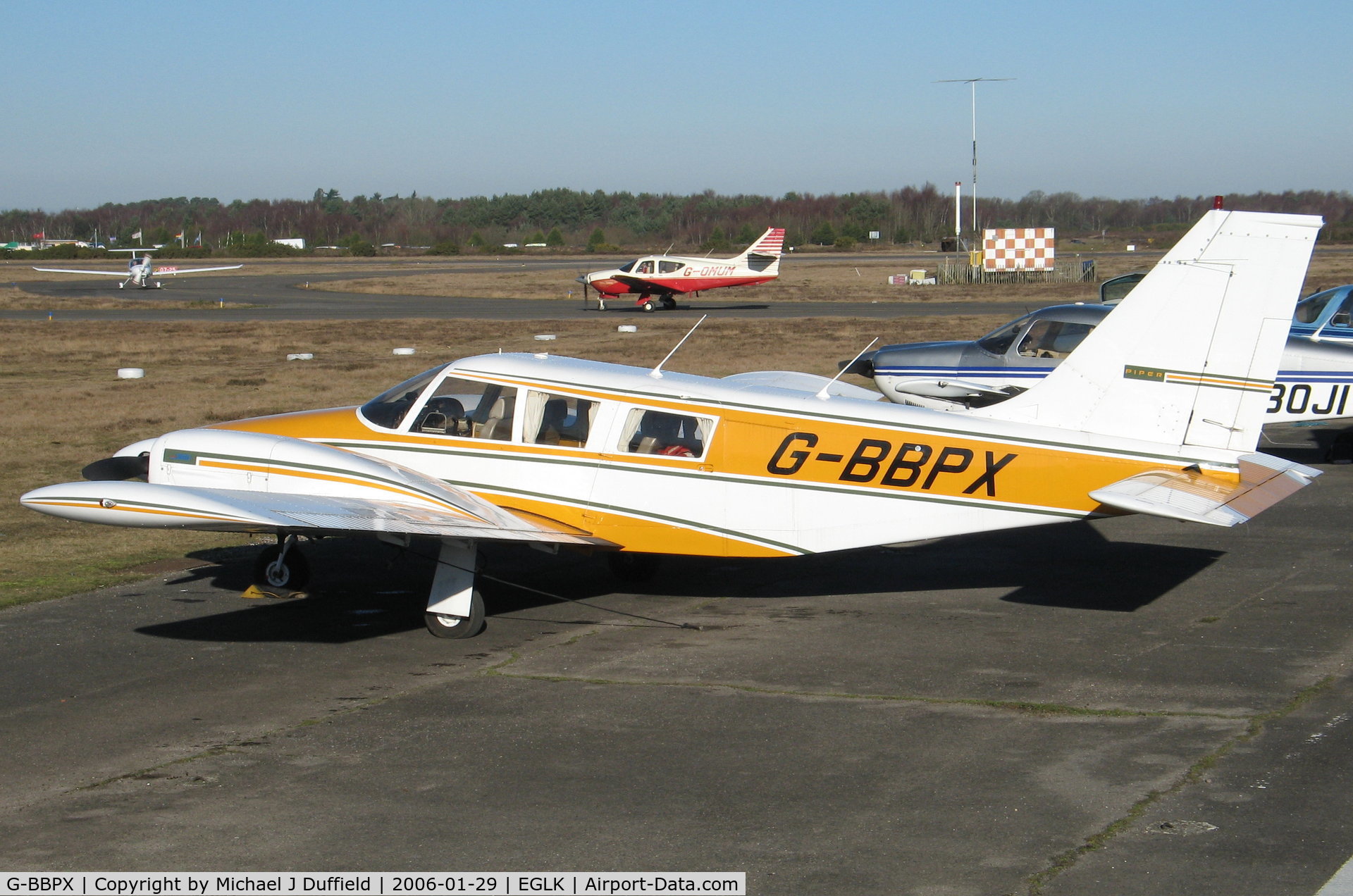 G-BBPX, 1972 Piper PA-34-200 Seneca C/N 34-7250262, PA-34 Seneca seen at its then homebase of Blackbushe on 29th January 2006; aircraft w/o in 2012.