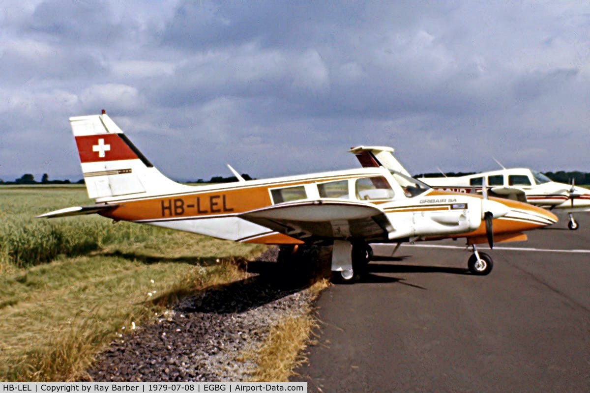 HB-LEL, 1973 Piper PA-34-200 C/N 34-7350313, Piper PA-34-200 Seneca [34-7350313] Leicester~G 08/07/1979. Image taken from a slide.