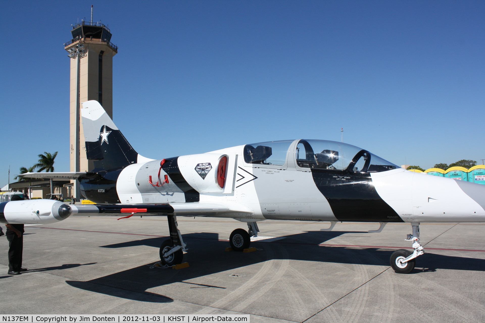 N137EM, 1980 Aero L-39 Albatros C/N PA031615, Black Diamond Jet Team's L-39 Albatros (N137EM) sits on static display at Wings over Homestead