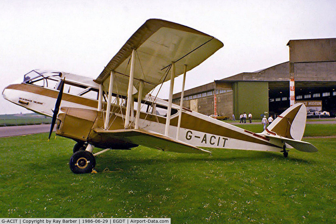 G-ACIT, 1933 De Havilland DH-84 Dragon 1 C/N 6039, De Havilland DH.84 Dragon 1 [6039] Wroughton~G 29/06/1986